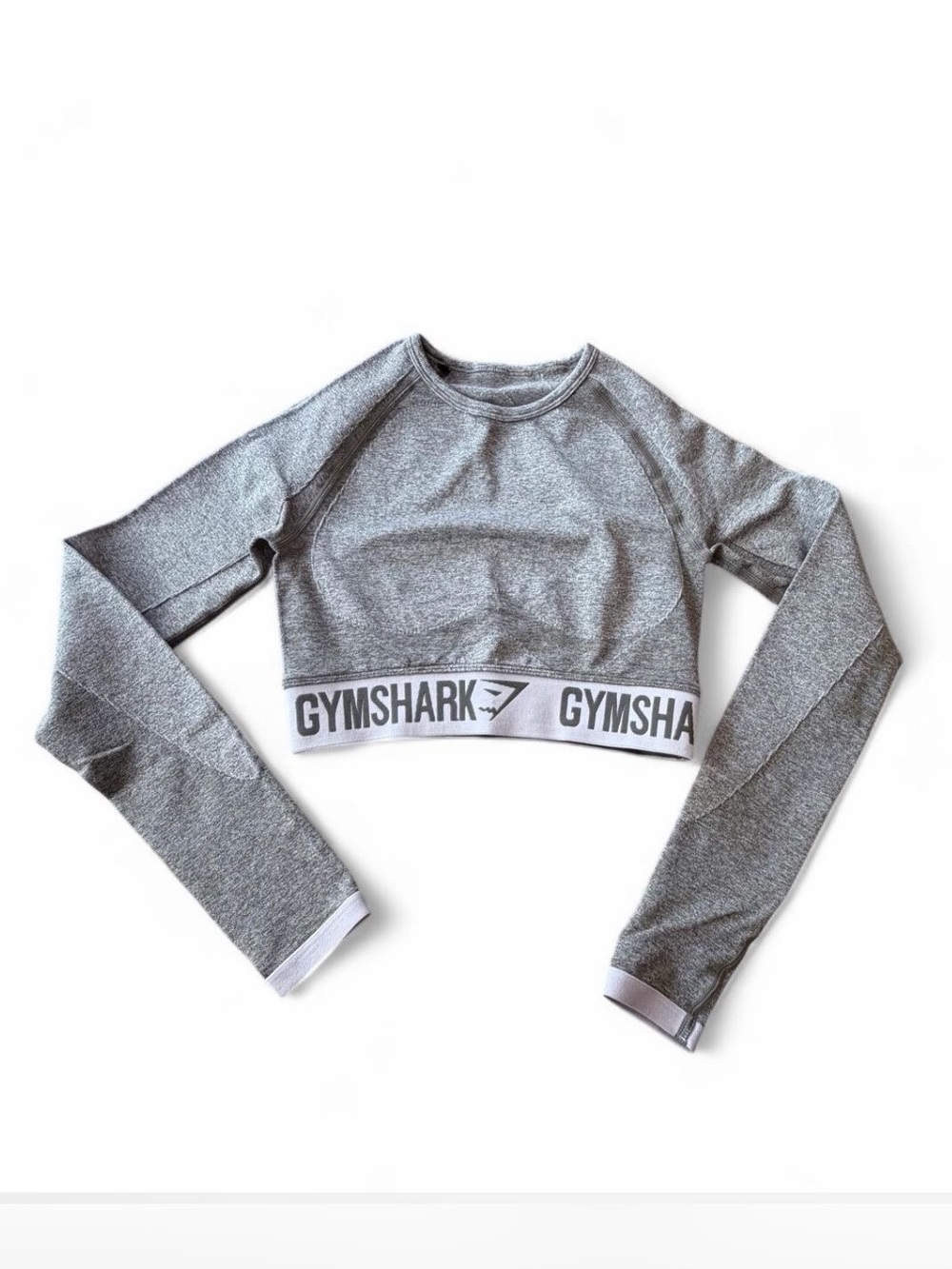 Gymshark Olive Green Heather Crop Top Long Sleeve Athletic Workout XS